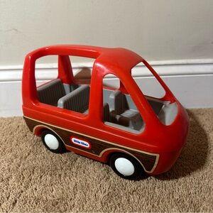 Vintage Little Tikes Red Mini Van Car Wood Panel For Dollhouse Made in USA